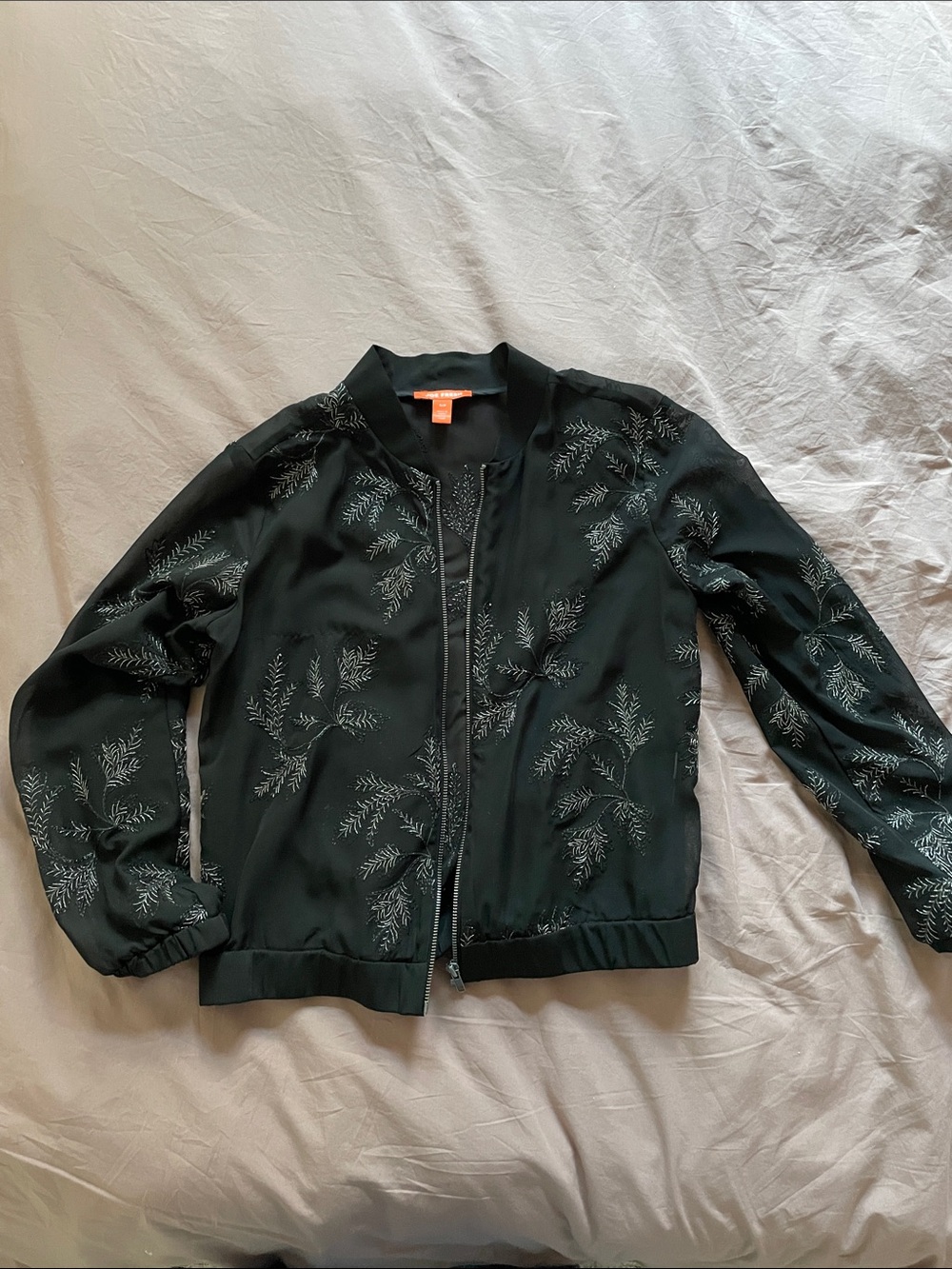 Joe Fresh Black Embroidered Bomber Jacket